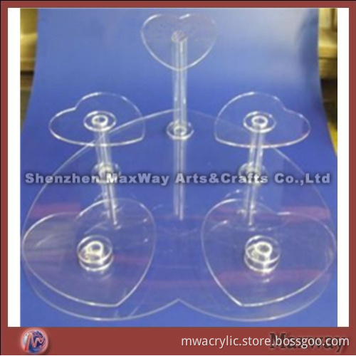 Clear heart-shaped acrylic wedding/birthday cupcake stand